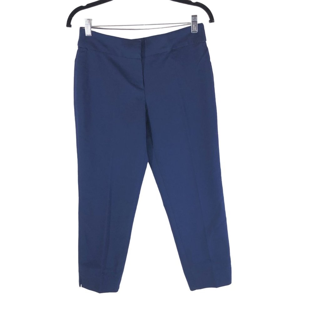 Michael Kors Womens Dress Pants Ankle Crop Flat Front Navy Blue 2